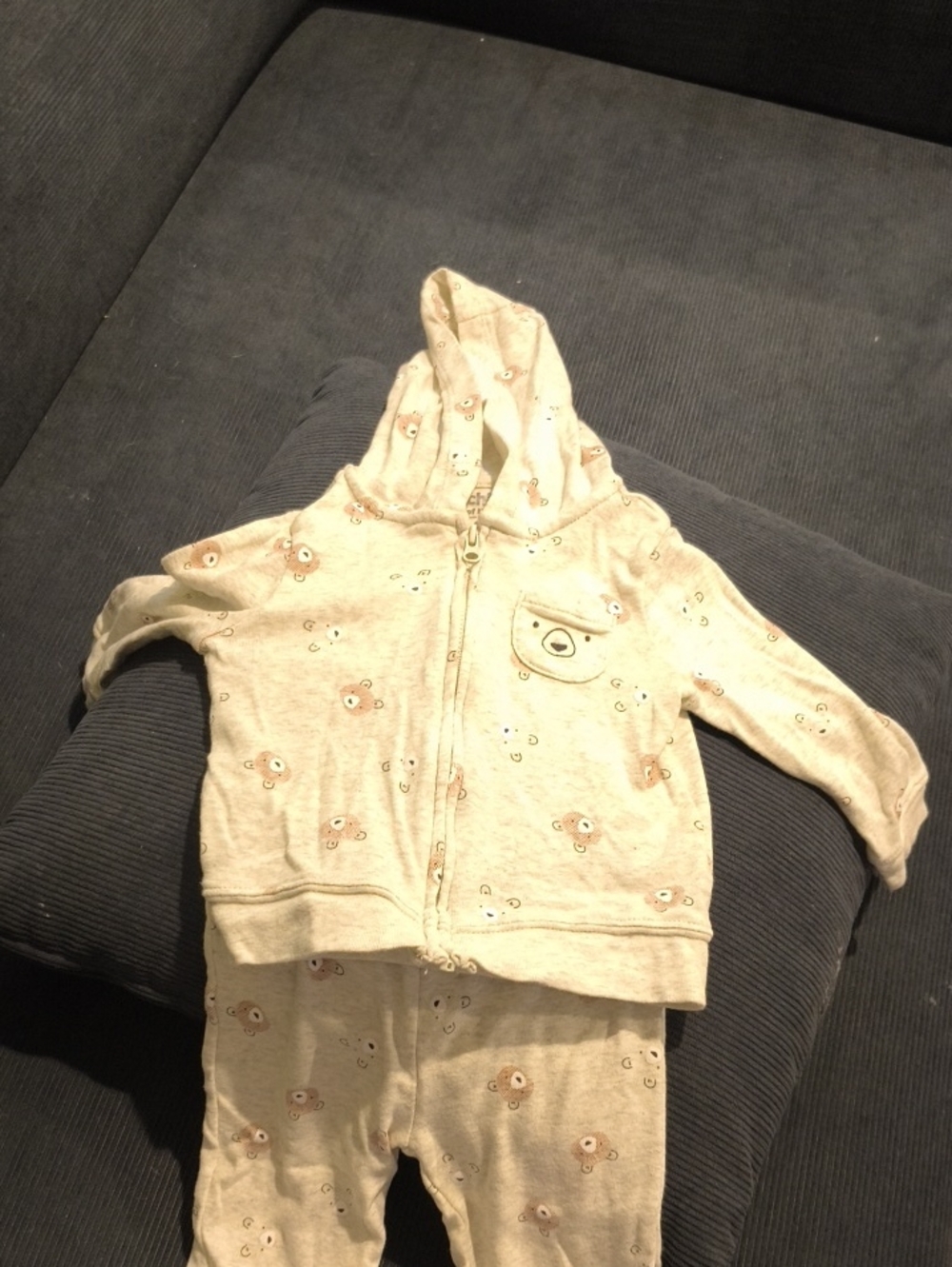 child of mine Beige Bear Hoodie and Pants Set